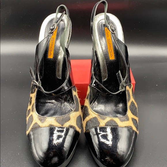 Vintage Via Spiga Patent Leather Mary Janes Animal - Picture 7 of 16